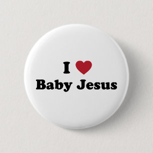 Badge Rond 5 Cm J'aime le bébé Jésus