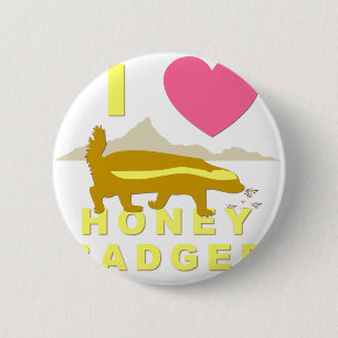 Badge Rond 5 Cm J'aime le blaireau de miel