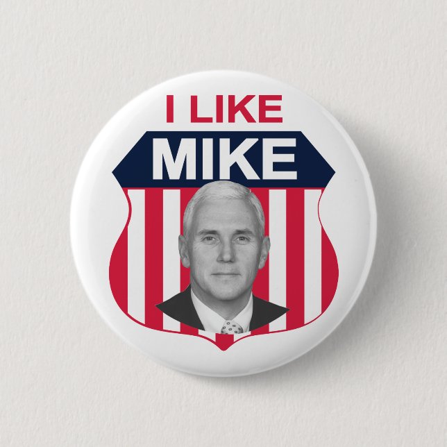 Badge Rond 5 Cm J'aime le bouclier de Mike (Devant)