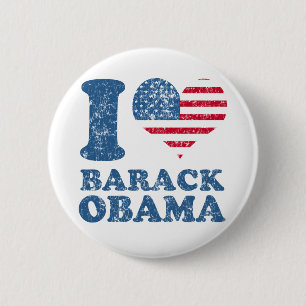 Badge Rond 5 Cm J'aime le bouton de Barack Obama (drapeau)