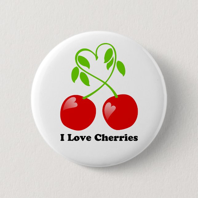 Badge Rond 5 Cm J'aime le bouton de cerises (Devant)