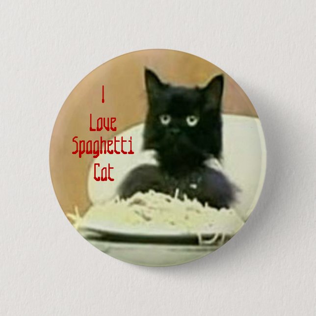 Badge Rond 5 Cm J'aime le bouton de chat de spaghetti (Devant)