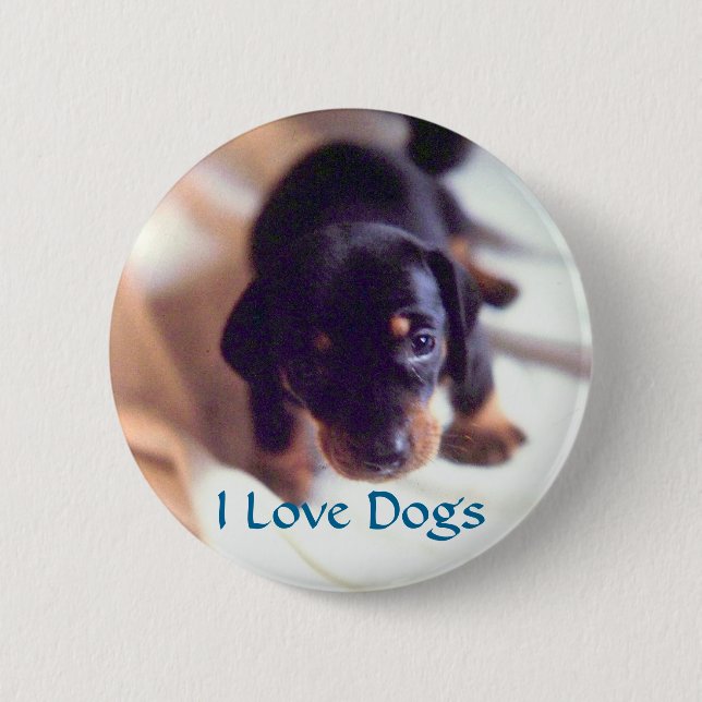 Badge Rond 5 Cm J'aime le bouton de chiens (Devant)