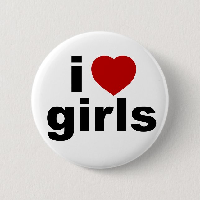Badge Rond 5 Cm J'aime le bouton de filles (Devant)