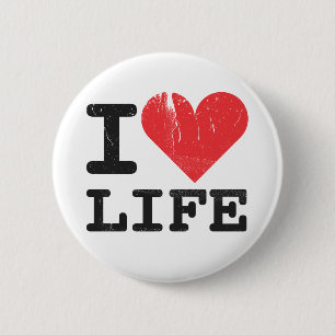 Badge Rond 5 Cm J'aime le bouton de la vie