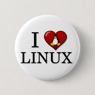 Badge Rond 5 Cm J'aime le bouton de Linux