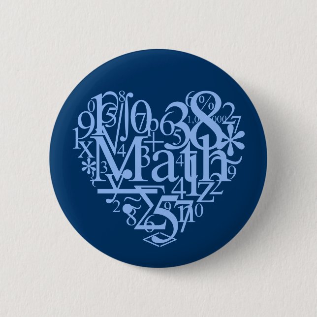 Badge Rond 5 Cm J'aime le bouton de maths (Devant)