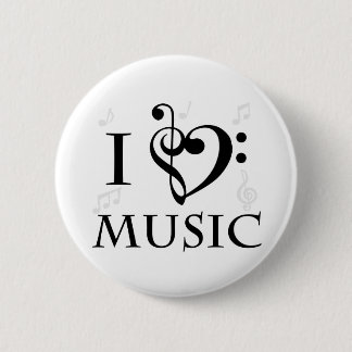 Badge Rond 5 Cm J'aime le bouton de musique