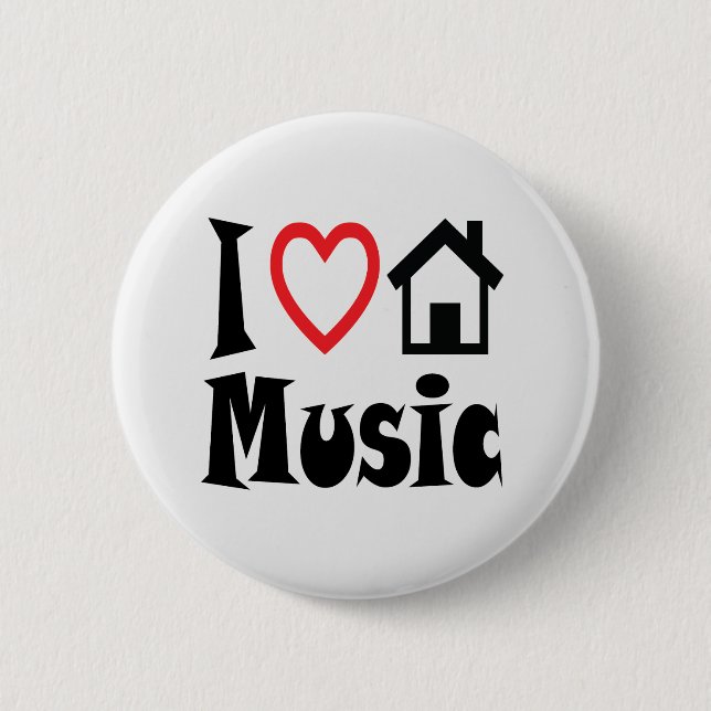 Badge Rond 5 Cm J'aime le bouton de musique de Chambre (Devant)