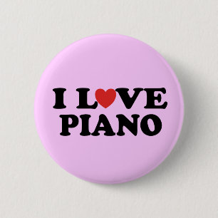 Badge Rond 5 Cm J'aime le bouton de piano