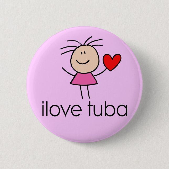 Badge Rond 5 Cm J'aime le bouton de tuba (Devant)