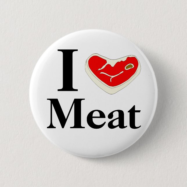Badge Rond 5 Cm J'aime le bouton de viande (Devant)