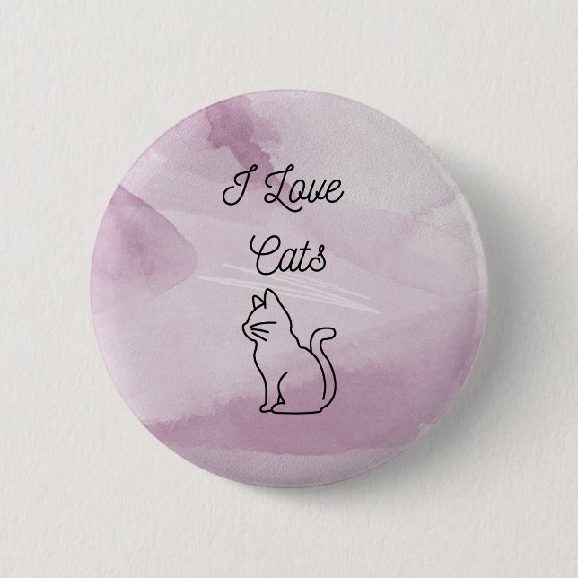 Badge Rond 5 Cm J'aime le bouton des chats (Devant)
