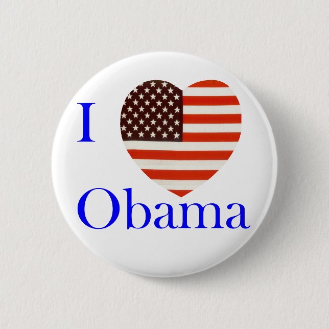 Badge Rond 5 Cm J'aime le bouton d'Obama (Devant)