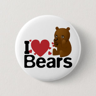 Badge Rond 5 Cm J'aime le bouton d'ours
