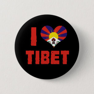Badge Rond 5 Cm J'aime le bouton du Thibet