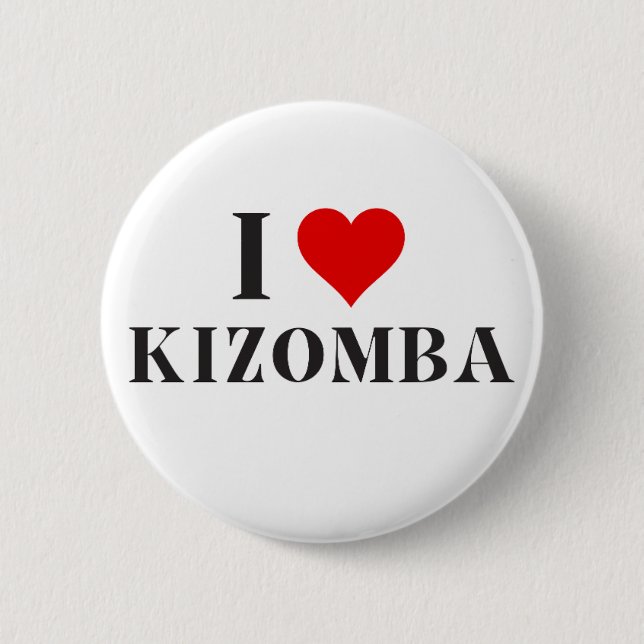 Badge Rond 5 Cm J'aime le bouton Kizomba (Devant)