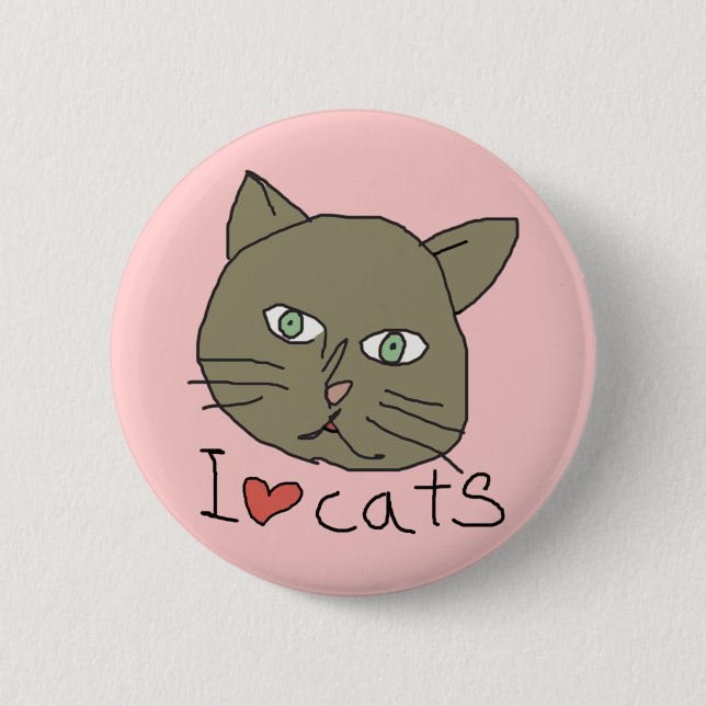 Badge Rond 5 Cm J'aime le chaton (Devant)