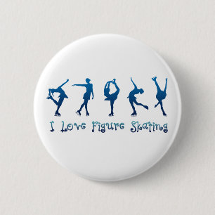 Badge Rond 5 Cm J'aime le chiffre bleu de patinage