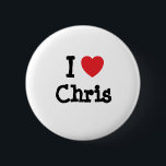 Badge Rond 5 Cm J'aime le coeur Chris personnalisé<br><div class="desc">J'aime Chris ! T-shirts Chris personnalisés ! Montrez à Chris combien vous l'aimez avec ces t-shirts personnalisés et Chris politique et activisme chemises sweatshirts des cadeaux,  les boutons ajoutent votre propre texte ou nom à nos maillots Chris ,  mugs mousepads et magnets!</div>