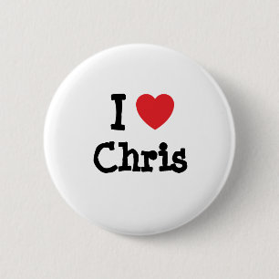 Badge Rond 5 Cm J'aime le coeur Chris personnalisé