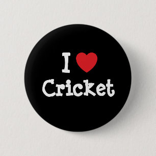 Badge Rond 5 Cm J'aime le coeur de cricket personnalisé