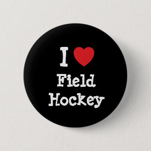 Badge Rond 5 Cm J'aime le coeur de Field Hockey personnalisé