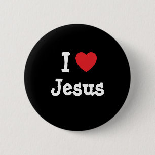 Badge Rond 5 Cm J'aime le coeur de Jésus personnalisé