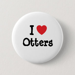 Badge Rond 5 Cm J'aime le coeur de Otters personnalisé