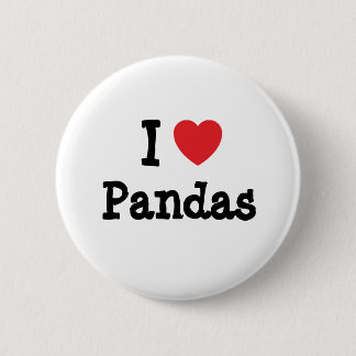 Badge Rond 5 Cm J'aime le coeur de Pandas personnalisé