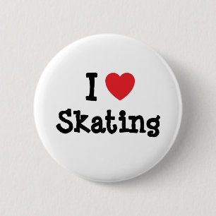 Badge Rond 5 Cm J'aime le coeur de patinage personnalisé
