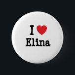 Badge Rond 5 Cm J'aime le coeur d'Elena T-Shirt<br><div class="desc">J'aime Elina ! T-shirts personnalisés ; Montrez à quel point vous aimez Elina avec ces t-shirts personnalisés et Elina petit ami personnalisé,  mari ou femme anniversaire mariage baby shower maillots cadeaux,  boutons nom maillots et magnets!</div>