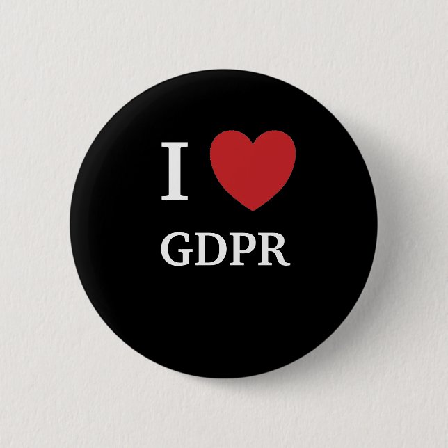 Badge Rond 5 Cm J'aime le coeur GDPR de GDPR I (Devant)