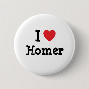 Badge Rond 5 Cm J'aime le coeur Homer personnalisé