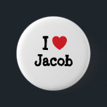 Badge Rond 5 Cm J'aime le coeur Jacob personnalisé<br><div class="desc">J'aime Jacob ! T-shirts Jacob personnalisés ! Montrez à Jacob à quel point vous l'aimez avec ces t-shirts personnalisés,  la politique Jacob personnalisée et l'activisme chemises sweatshirts,  les cadeaux,  les boutons ajoutent votre propre texte ou nom à nos maillots Jacob ,  mugs mousepads et magnets!</div>