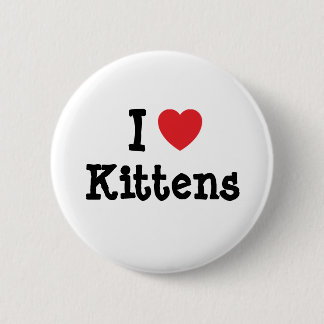 Badge Rond 5 Cm J'aime le coeur Kittens personnalisé