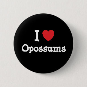 Badge Rond 5 Cm J'aime le coeur Opossum personnalisé
