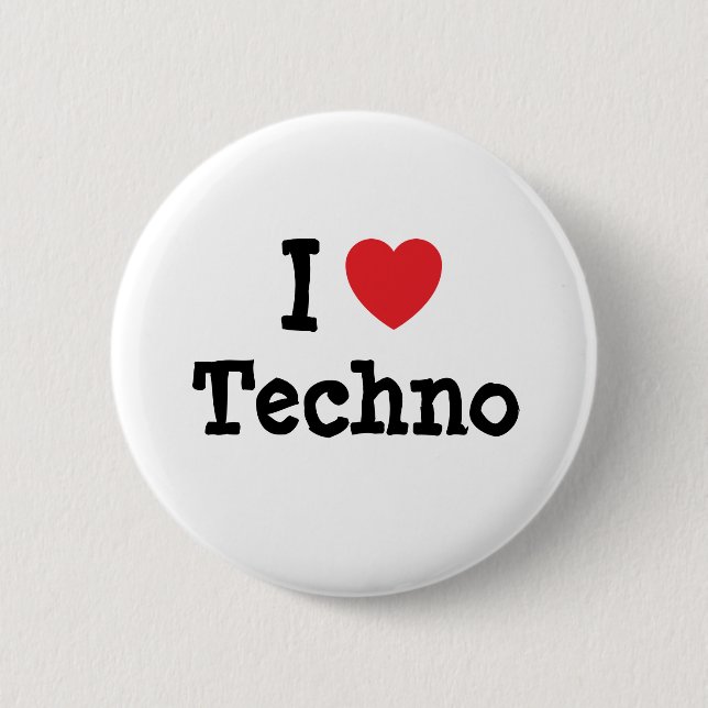Badge Rond 5 Cm J'aime le coeur Techno personnalisé (Devant)