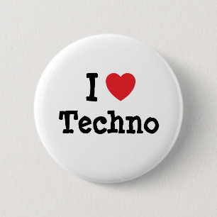Badge Rond 5 Cm J'aime le coeur Techno personnalisé