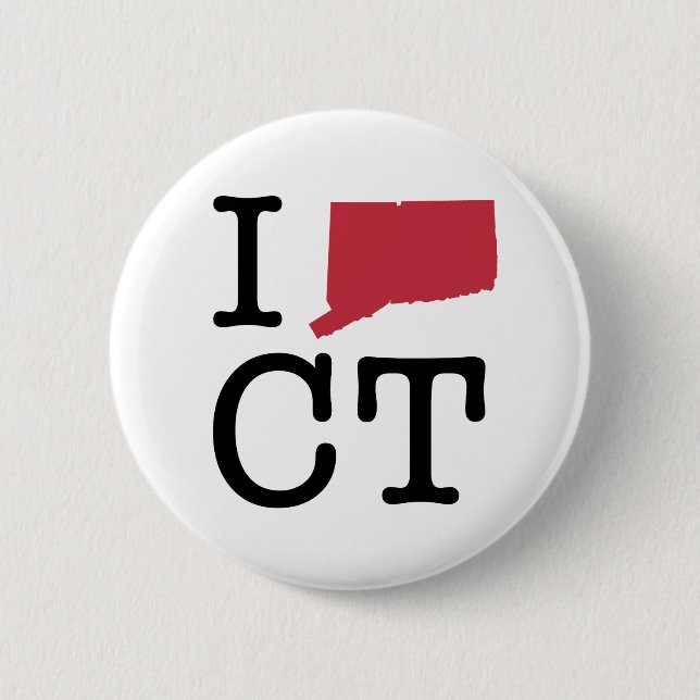 Badge Rond 5 Cm J'aime le Connecticut (Devant)