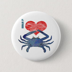 Badge Rond 5 Cm J'aime le crabe
