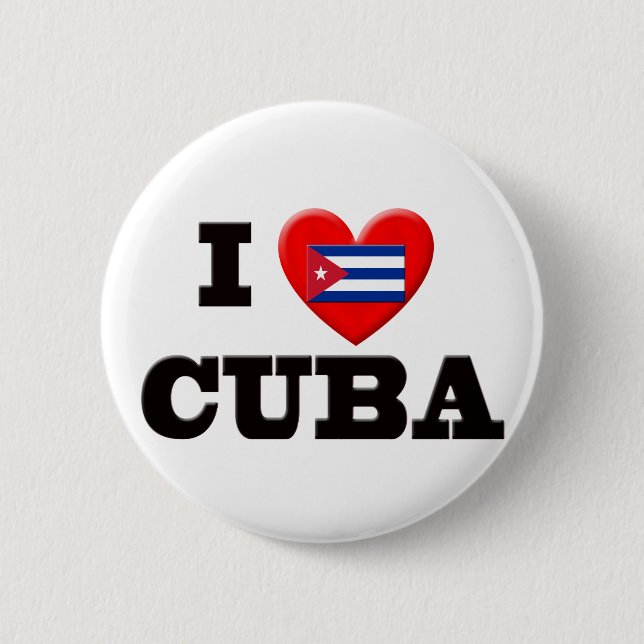 Badge Rond 5 Cm J'aime le Cuba (Devant)