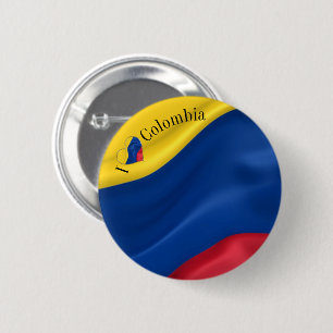 Badge Rond 5 Cm J'aime le drapeau colombien