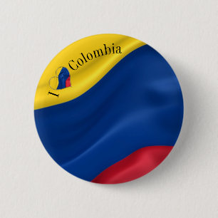Badge Rond 5 Cm J'aime le drapeau colombien