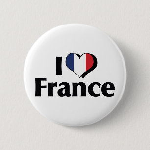 Badge Rond 5 Cm J'aime le drapeau de la France