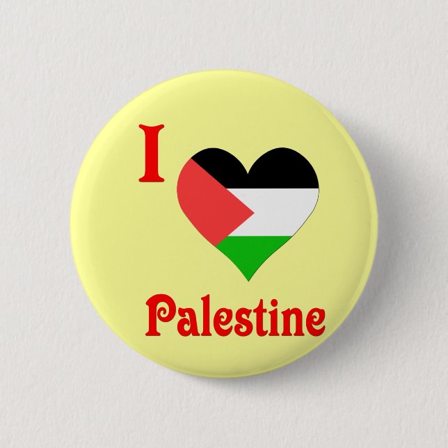Badge Rond 5 Cm J'aime le drapeau de la Palestine (Devant)