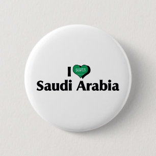 Badge Rond 5 Cm J'aime le drapeau de l'Arabie saoudite
