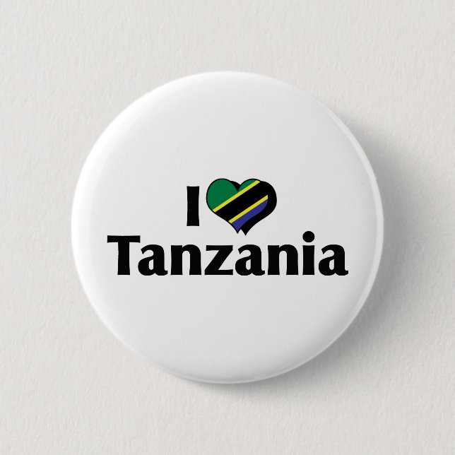 Badge Rond 5 Cm J'aime le drapeau de Tanzanie (Devant)