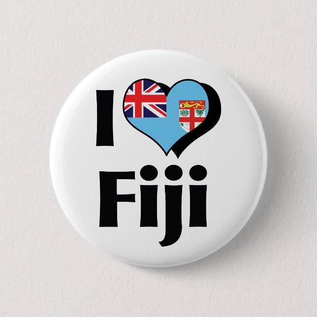 Badge Rond 5 Cm J'aime le drapeau des Fidji (Devant)
