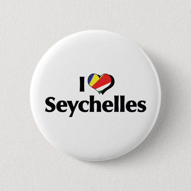 Badge Rond 5 Cm J'aime le drapeau des Seychelles (Devant)